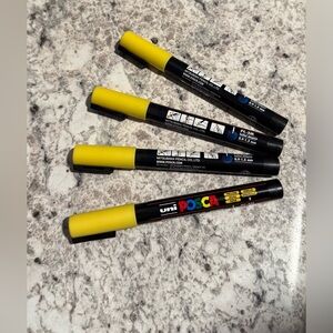 Uni Posca PC-3M Fine Bullet Tip Paint Marker Yellow | Lot of 4 | New